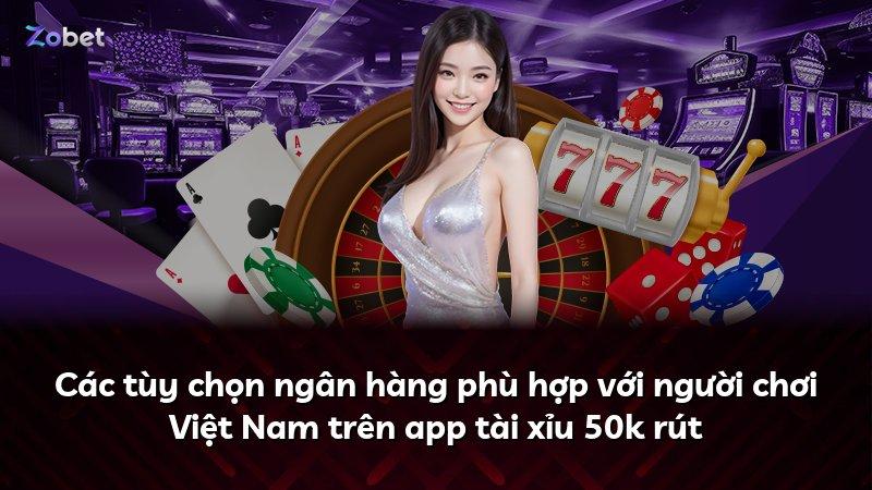 Các tùy chọn ngân hàng phù hợp với người chơi Việt Nam trên app tài xỉu 50k rút